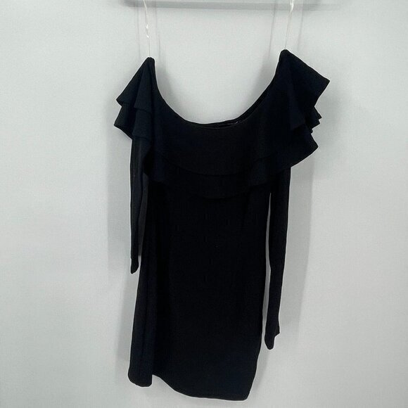 DO + Be Dress Small Womens Off the Shoulder Ruffle Long Sleeve Casual Knit - Picture 1 of 15